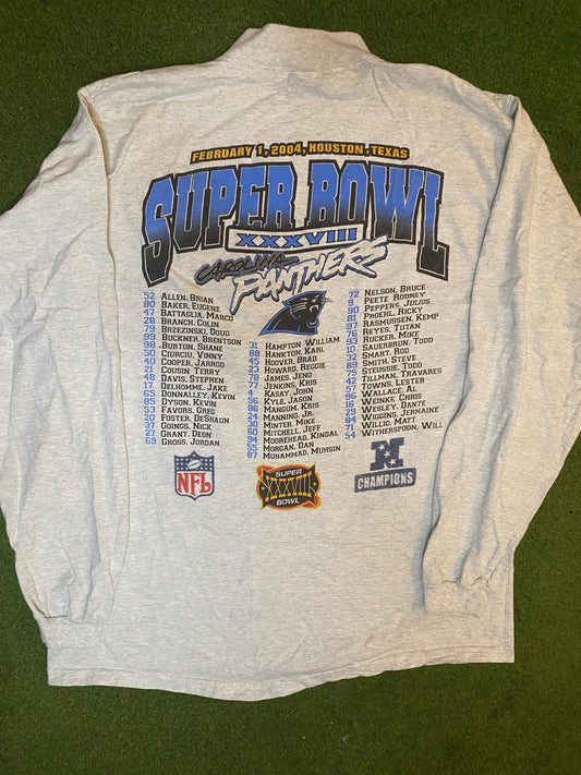 2004 Carolina Panthers - Super Bowl XXXVIII - Double Sided - Vintage NFL Long Sleeve (XL) - Gametime Vintage