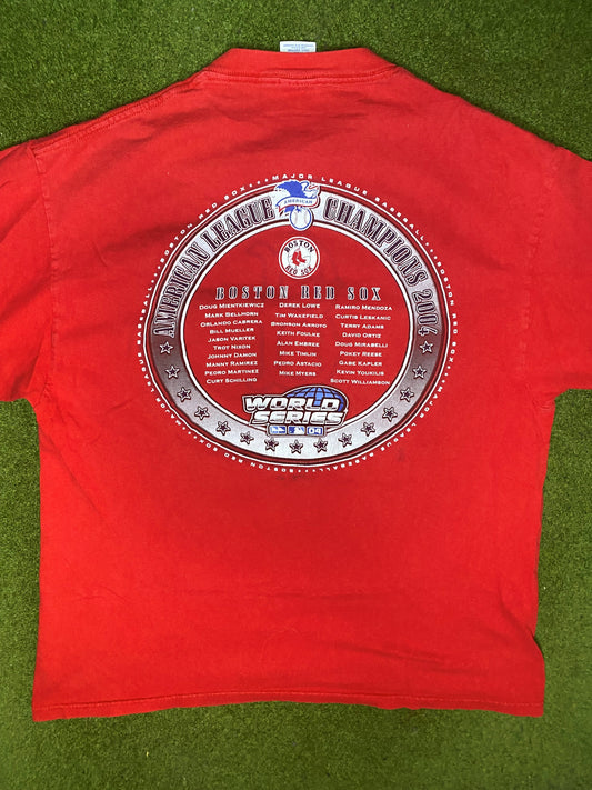 2004 Boston Red Sox - World Series Roster - Vintage MLB T-Shirt (Large) - Gametime Vintage