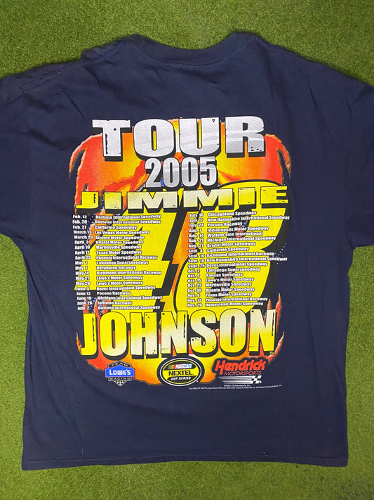 2005 Jimmie Johnson - Tour Schedule - Vintage NASCAR T Shirt (XL) - Gametime Vintage