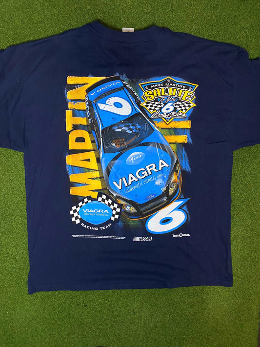 2005 Mark Martin - Viagra Car - Double Sided - Vintage NASCAR Tee Shirt (2XL) - Gametime Vintage