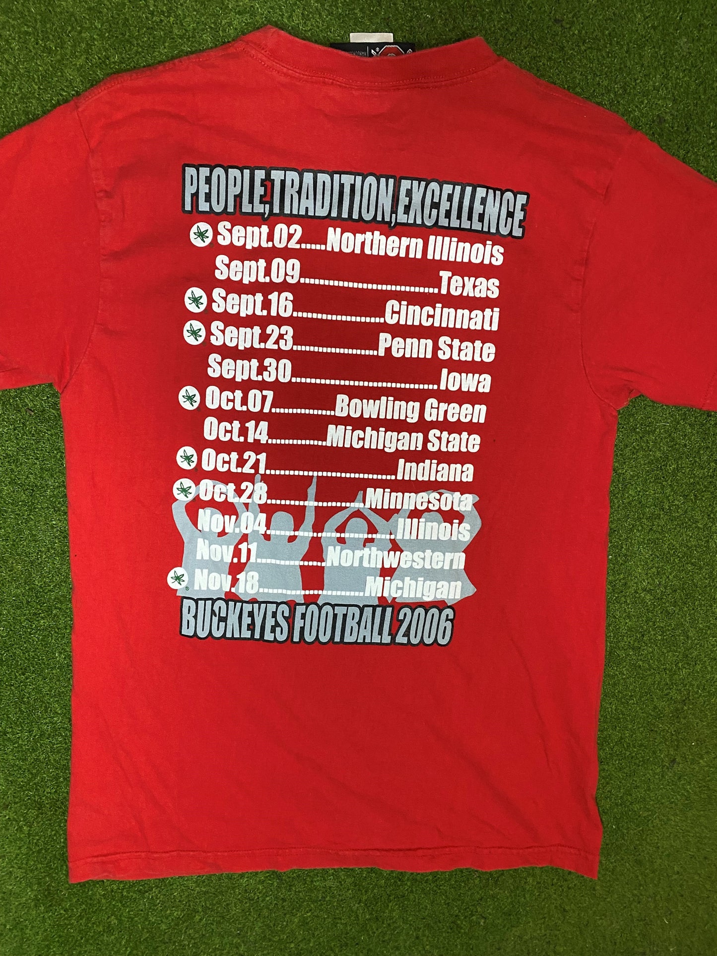 2006 Ohio State Buckeyes - Double Sided Schedule - Vintage College Football T-Shirt (Medium) - Gametime Vintage