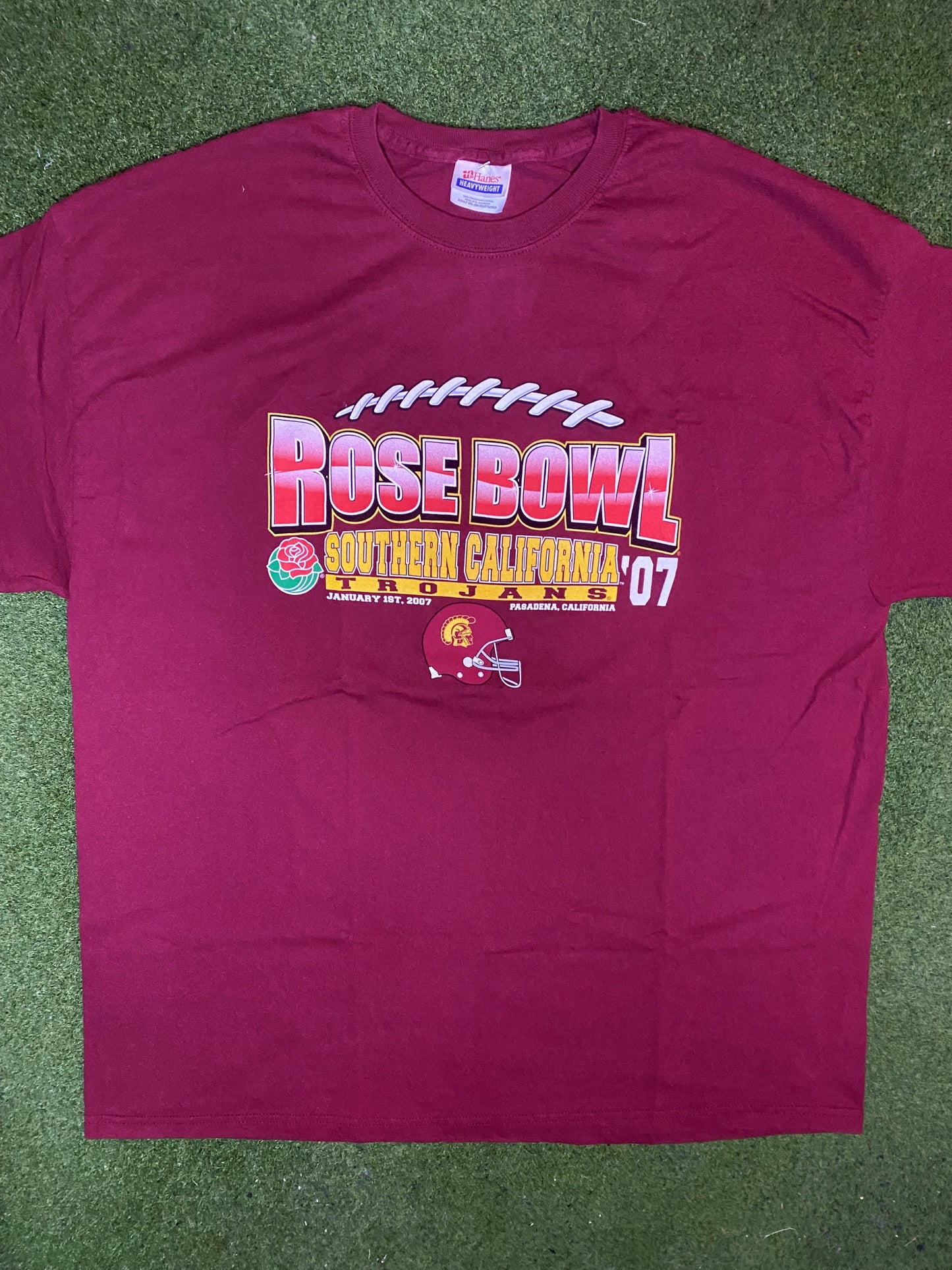 2007 USC Trojans - Rose Bowl - Vintage College Football T-Shirt (XL) - Gametime Vintage