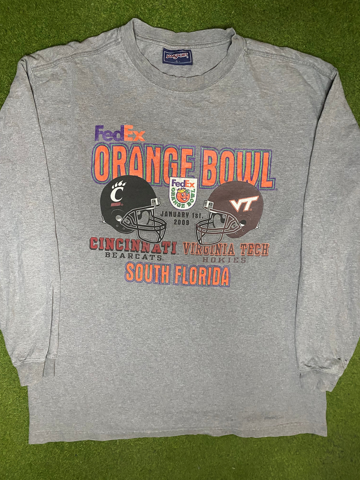2009 Fed Ex Orange Bowl - Cincinnati Vs. Virginia Tech - Vintage College Long Sleeve (Large) - Gametime Vintage