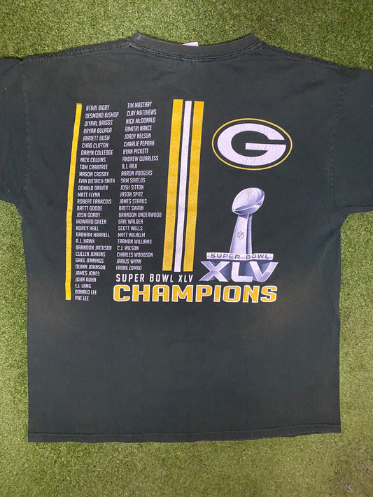 2010 Green Bay Packers - Super Bowl XLV Champions - Vintage NFL T-Shirt (Large) - Gametime Vintage