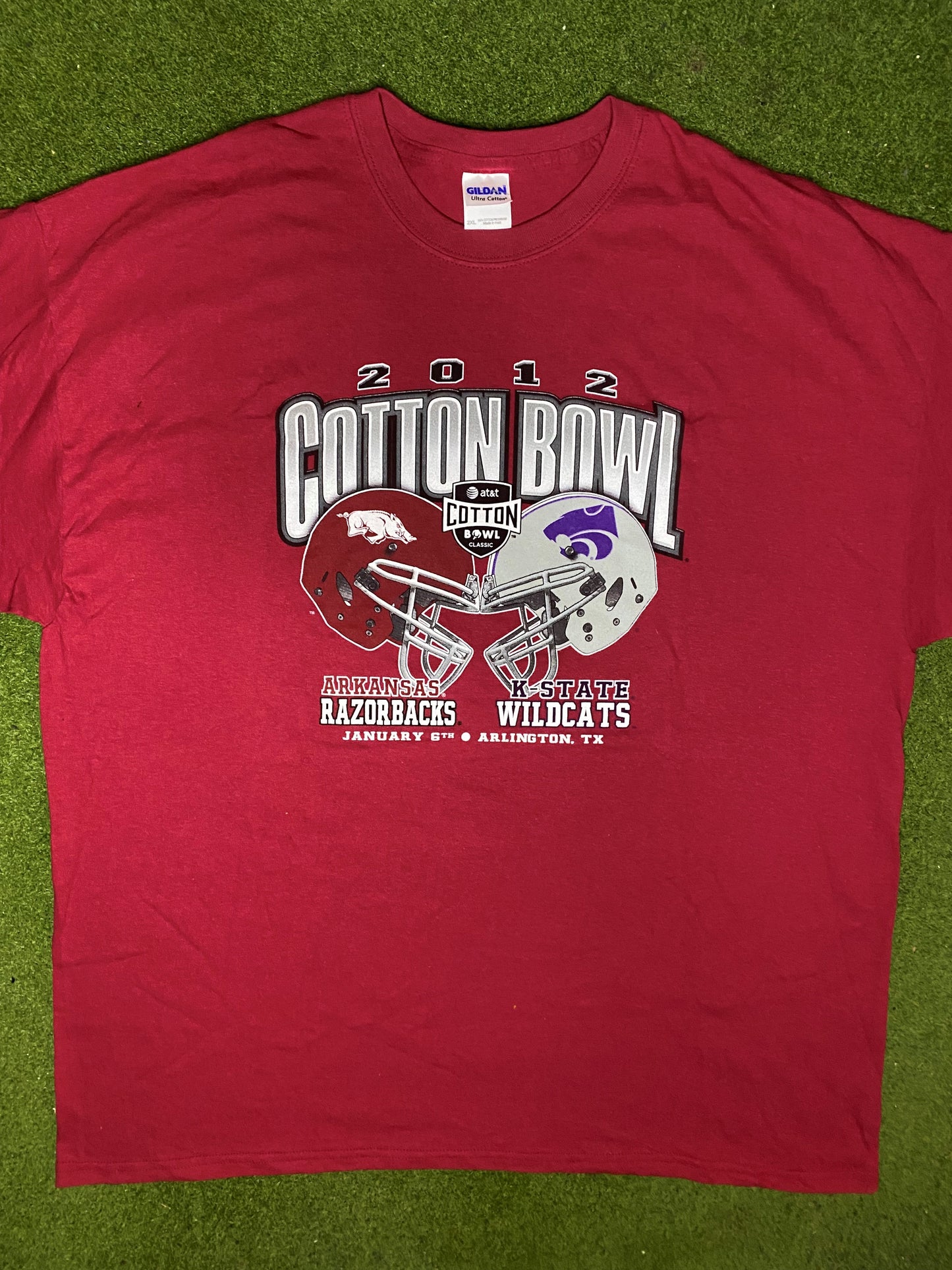 2012 Arkansas Razor Backs - Cotton Bowl - Vintage College T-Shirt (2XL) - Gametime Vintage