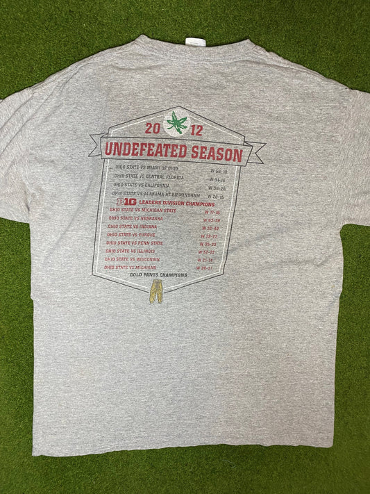 2012 Ohio State Buckeyes - Undefeated Season - Vintage College Football T-Shirt (Large) - Gametime Vintage