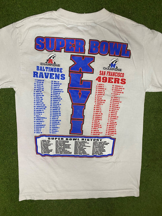 2013 Super Bowl XLVII - Ravens Vs. 49ers - Vintage NFL T-Shirt (Small) - Gametime Vintage