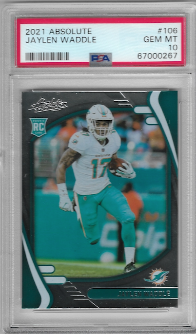 Graded 2021 Panini Absolute Jaylen Waddle #106 Rookie RC Football Card PSA 10 Gem Mint