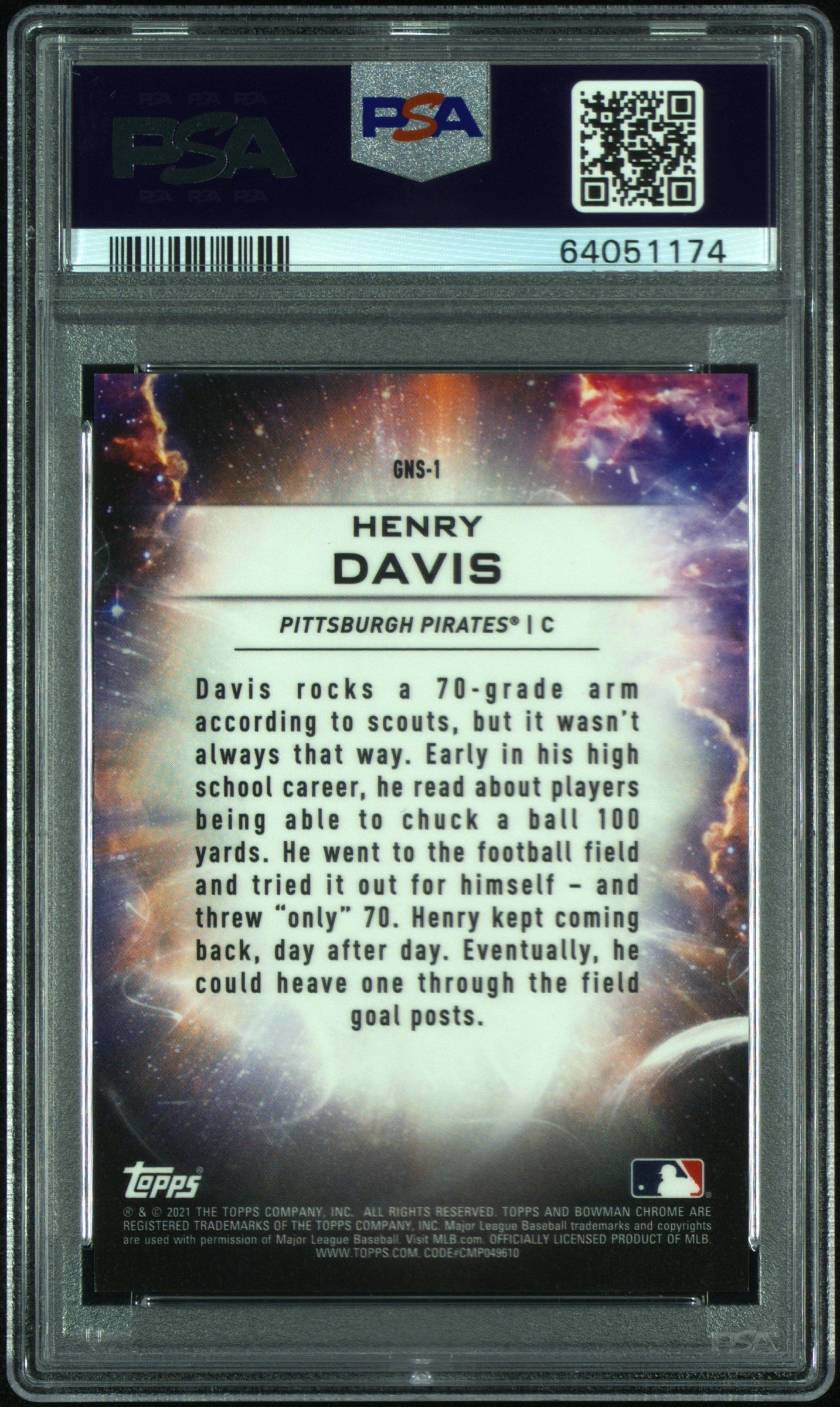 Graded 2021 Topps Bowman Draft Henry Davis #GNS1 Genesis Gold Refractor Rookie RC Baseball Card PSA 10 Gem Mint
