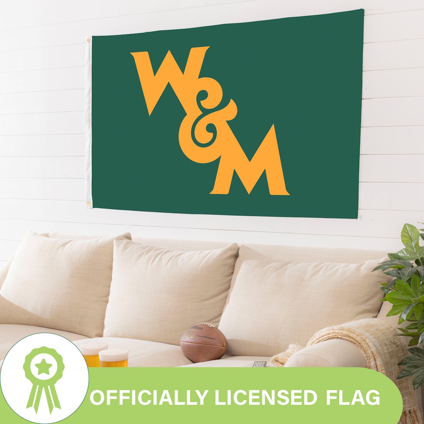 William & Mary Single Sided Flag w/ 2 Grommets, 3'x5'