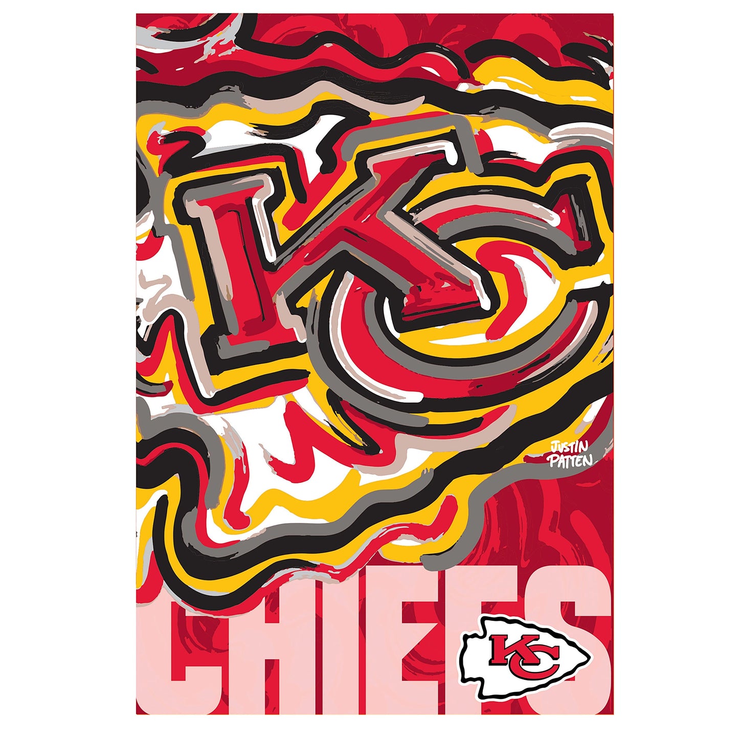 Kansas City Chiefs Justin Patten Logo Suede Garden Flag