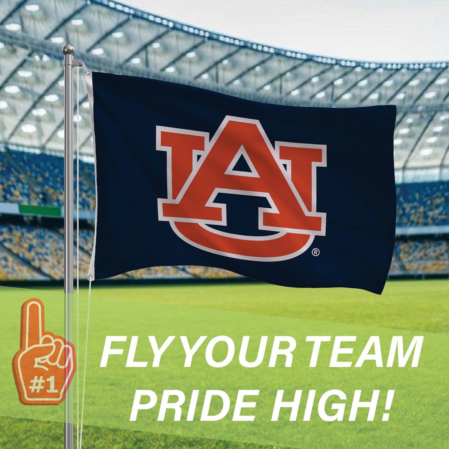 Auburn University Single Sided Flag w/ 2 Grommets, 3'x5'