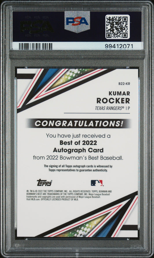 Graded 2022 Topps Bowmans Best Kumar Rocker #B22KR Best of 2022 Autographs Rookie RC Baseball Card PSA 10 Gem Mint