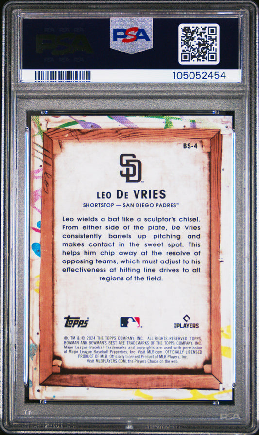 Graded 2024 Topps Bowmans Best Leo De Vries #BS4 Bowman Showpieces Rookie RC Baseball Card PSA 10 Gem Mint