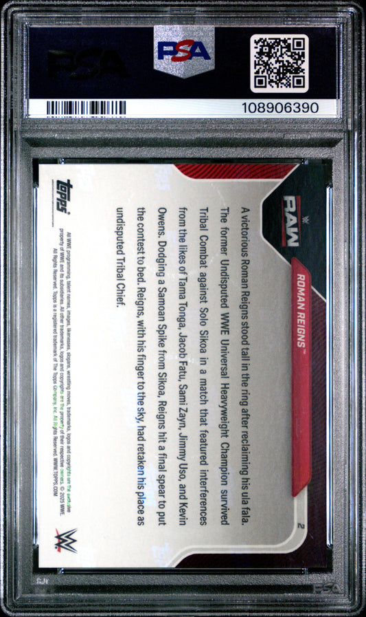 Graded 2025 Topps Now WWE Stone Roman Reigns #2 Wrestling Card PSA 10 Gem Mint
