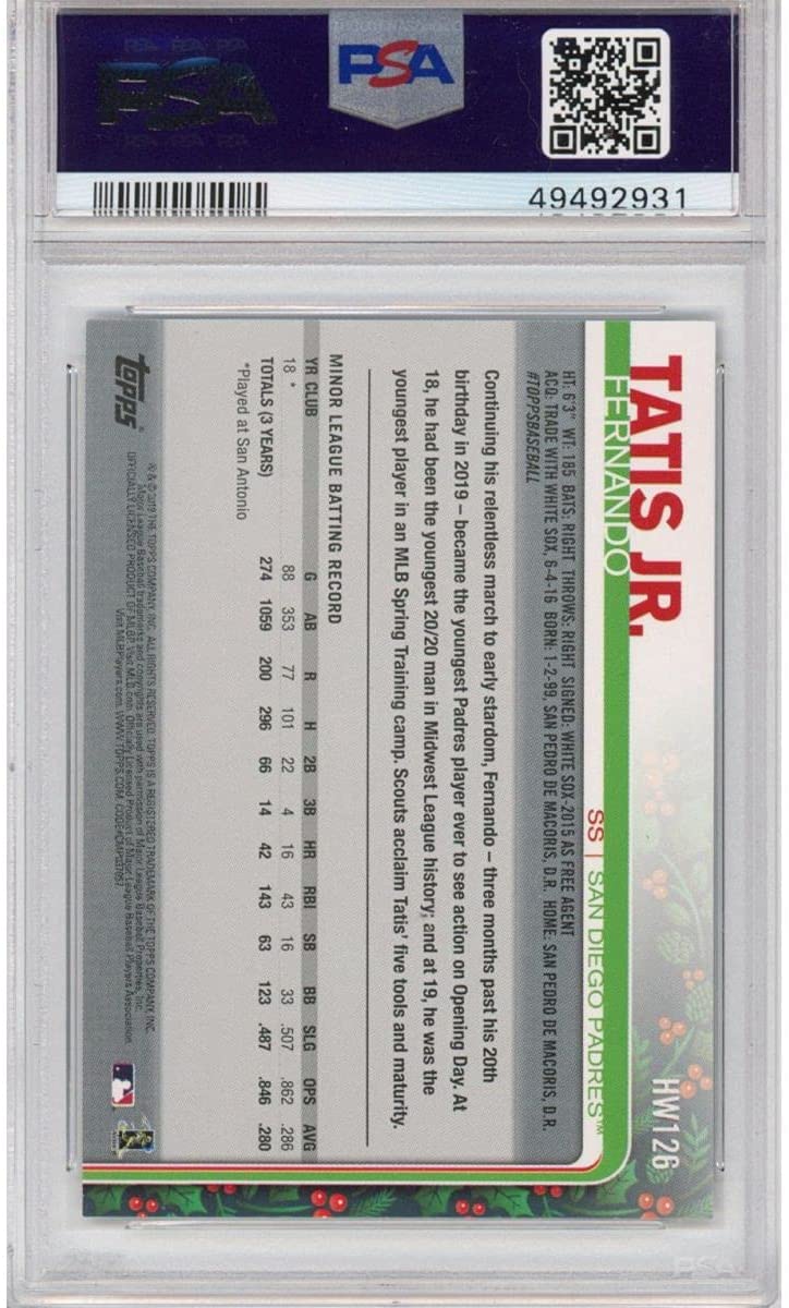 Graded 2019 Topps Holiday Fernando Tatis Jr. #126 Rookie RC Baseball Card PSA 10 Gem Mint