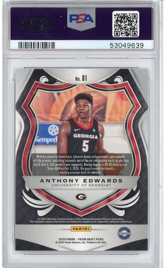 Graded 2020-21 Panini Prizm DP Draft Picks Anthony Edwards #81 Rookie RC Basketball Card PSA 10 Gem Mint