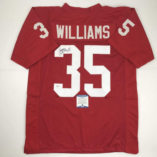 Autographed/Signed Aeneas Williams Arizona Red Football Jersey Beckett BAS COA