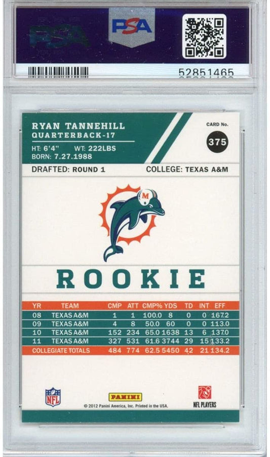Graded 2012 Panini Score Ryan Tannehill #375 Scrambling Rookie RC Football Card PSA 10 Gem Mint