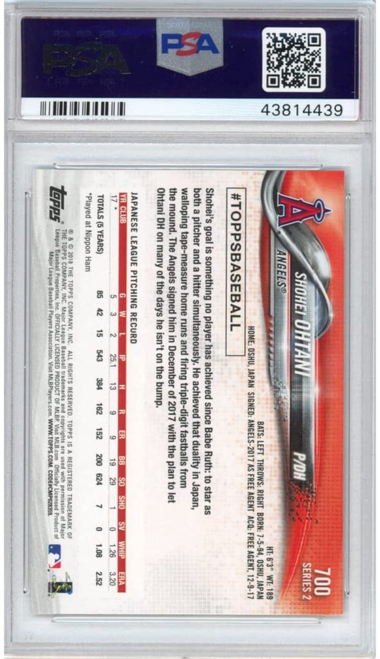 Graded 2018 Topps Shohei Ohtani #700 Pitching Rookie RC Baseball Card PSA 10 Gem Mint