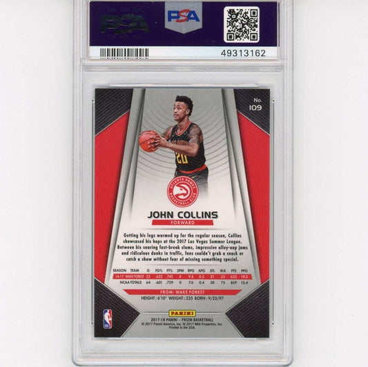 Graded 2017-18 Panini Prizm John Collins #109 Rookie RC Basketball Card PSA 10 Gem Mint