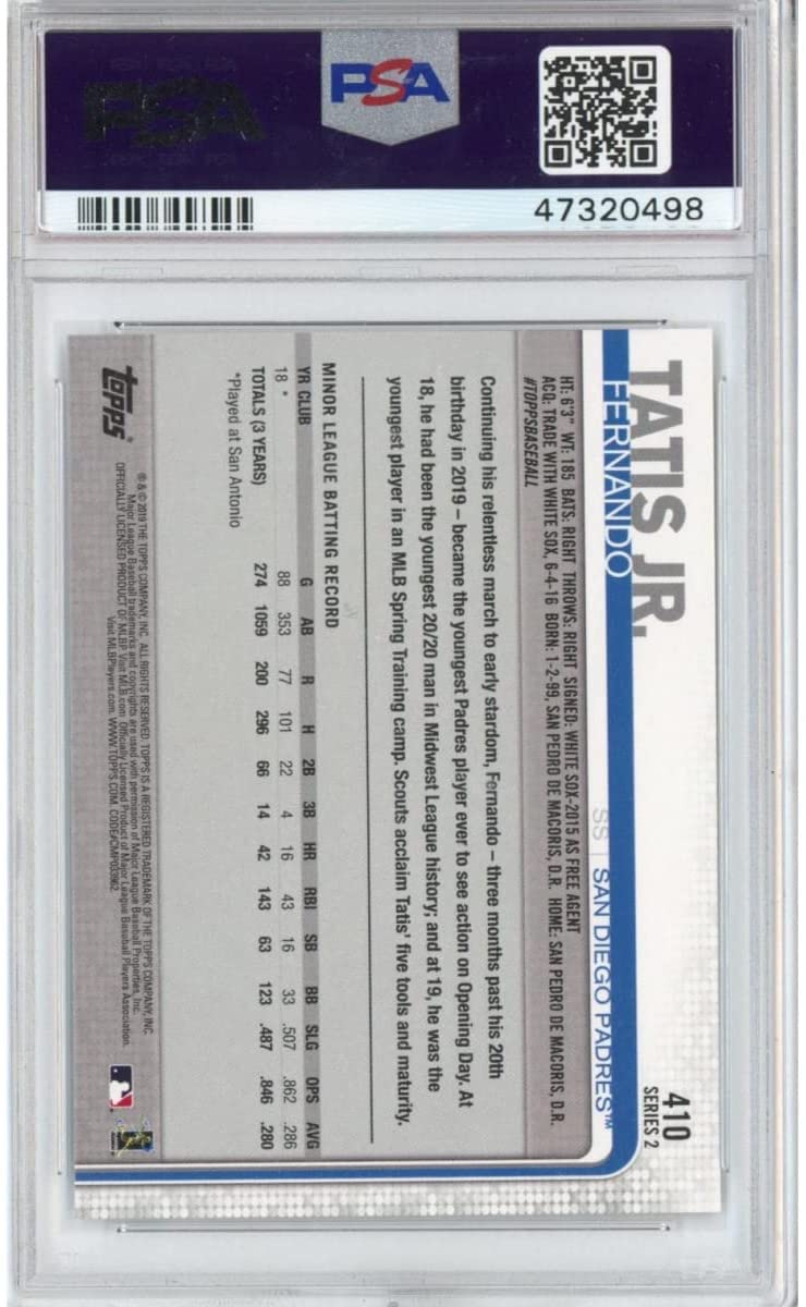 Graded 2019 Topps Series 2 Fernando Tatis Jr. #410 Rookie RC Baseball Card PSA 10 Gem Mint