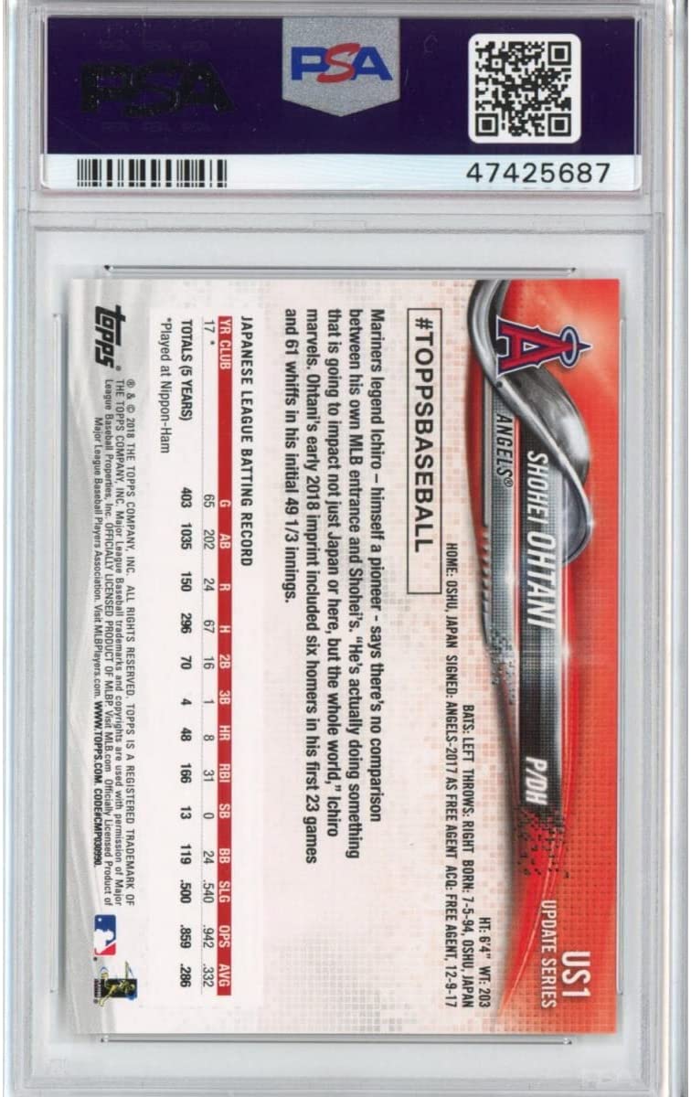 Graded 2018 Topps Update Shohei Ohtani #US1 Pitching In Red Jersey Rookie RC Baseball Card PSA 10 Gem Mint