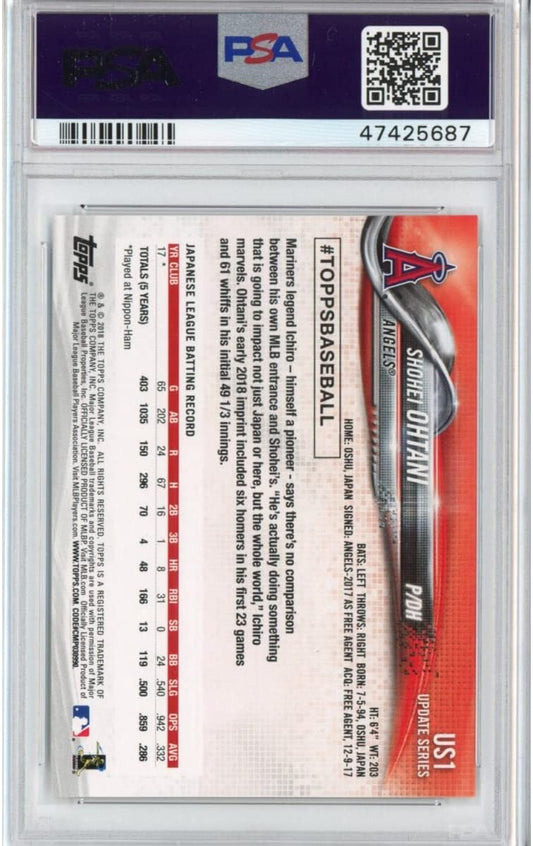 Graded 2018 Topps Update Shohei Ohtani #US1 Pitching In Red Jersey Rookie RC Baseball Card PSA 10 Gem Mint