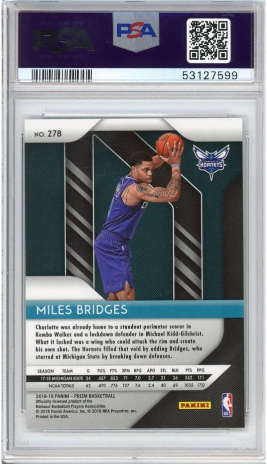 Graded 2018-19 Panini Prizm Miles Bridges #278 Rookie RC Basketball Card PSA 10 Gem Mint