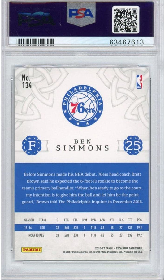 Graded 2016-17 Panini Excalibur Ben Simmons #134 Rookie RC Basketball Card PSA 10 Gem Mint