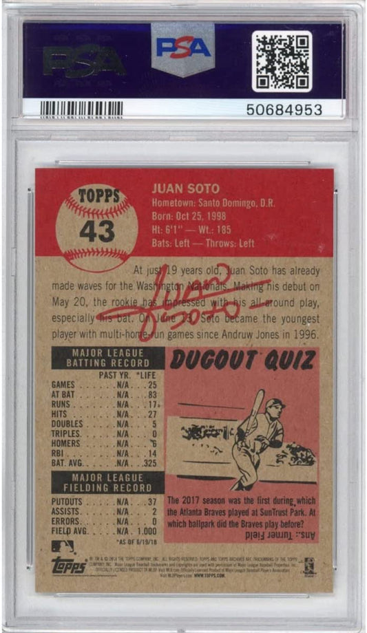 Graded 2018 Topps Living Juan Soto #43 Rookie RC Baseball Card PSA 10 Gem Mint