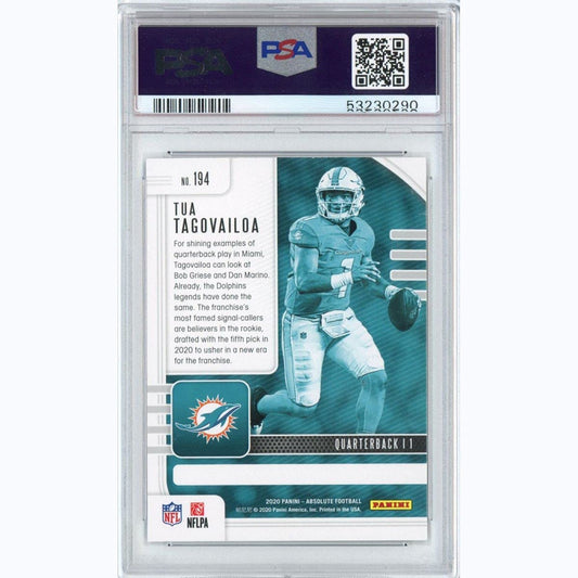 Graded 2020 Panini Absolute Tua Tagovailoa #194 Rookie RC Football Card PSA 10 Gem Mint
