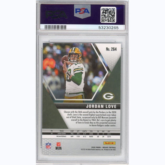 Graded 2020 Panini Mosaic Jordan Love #264 Rookie RC Football Card PSA 10 Gem Mint