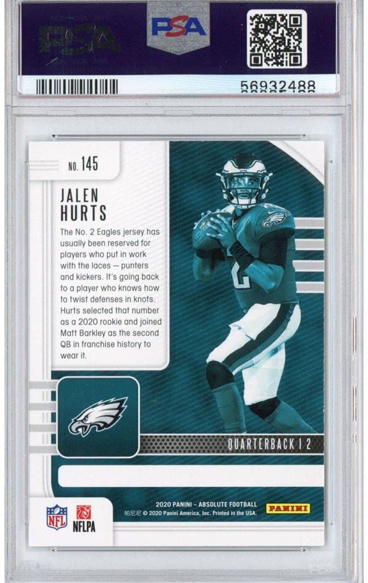 Graded 2020 Panini Absolute Jalen Hurts #145 Rookie RC Football Card PSA 10 Gem Mint