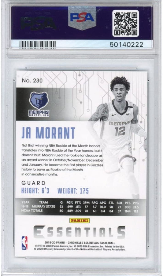 Graded 2019-20 Panini Chronicles Ja Morant #230 Rookie RC Basketball Card PSA 10 Gem Mint