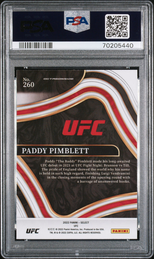 Graded 2022 Panini Select UFC Paddy Pimblett #260 Rookie RC UFC MMA Card PSA 10 Gem Mint