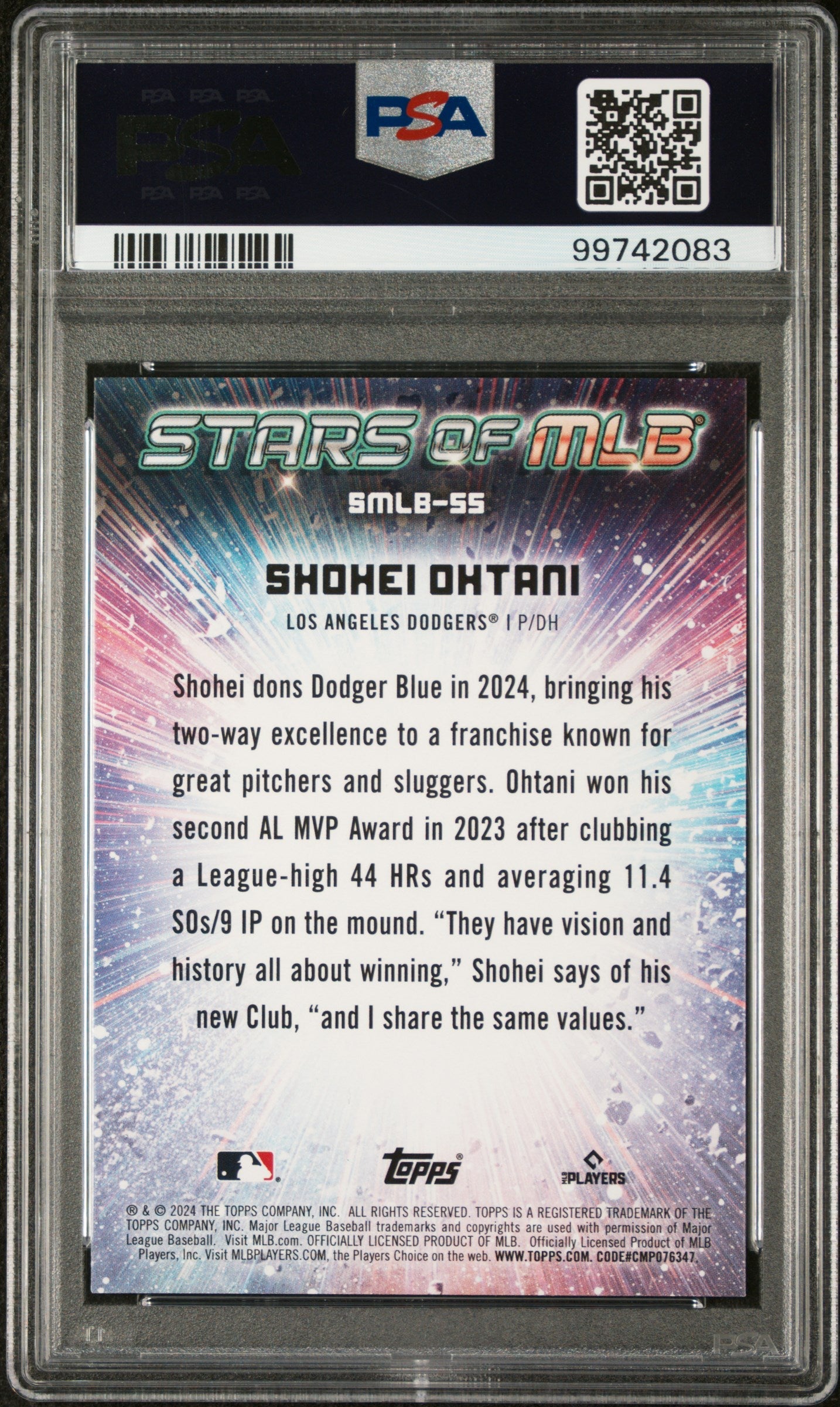 Graded 2024 Topps Shohei Ohtani #SMLB55 Stars of MLB Baseball Card PSA 10 Gem Mint