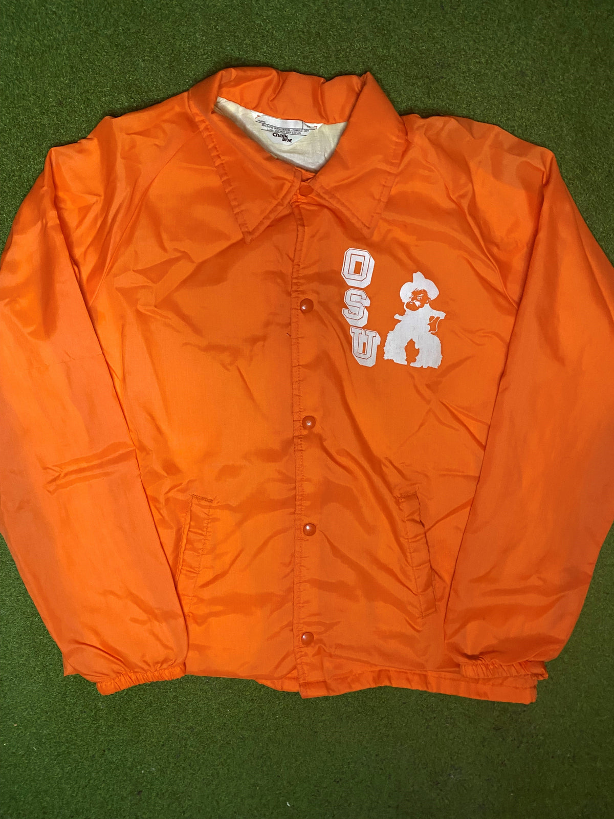 70s Oklahoma State Cowboys - Vintage College Button Up Jacket (Medium) - Gametime Vintage