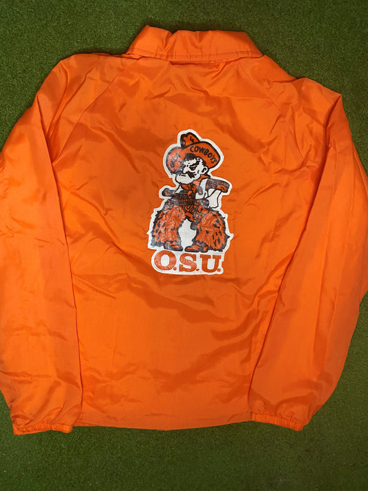 70s Oklahoma State Cowboys - Vintage College Button Up Jacket (Medium) - Gametime Vintage