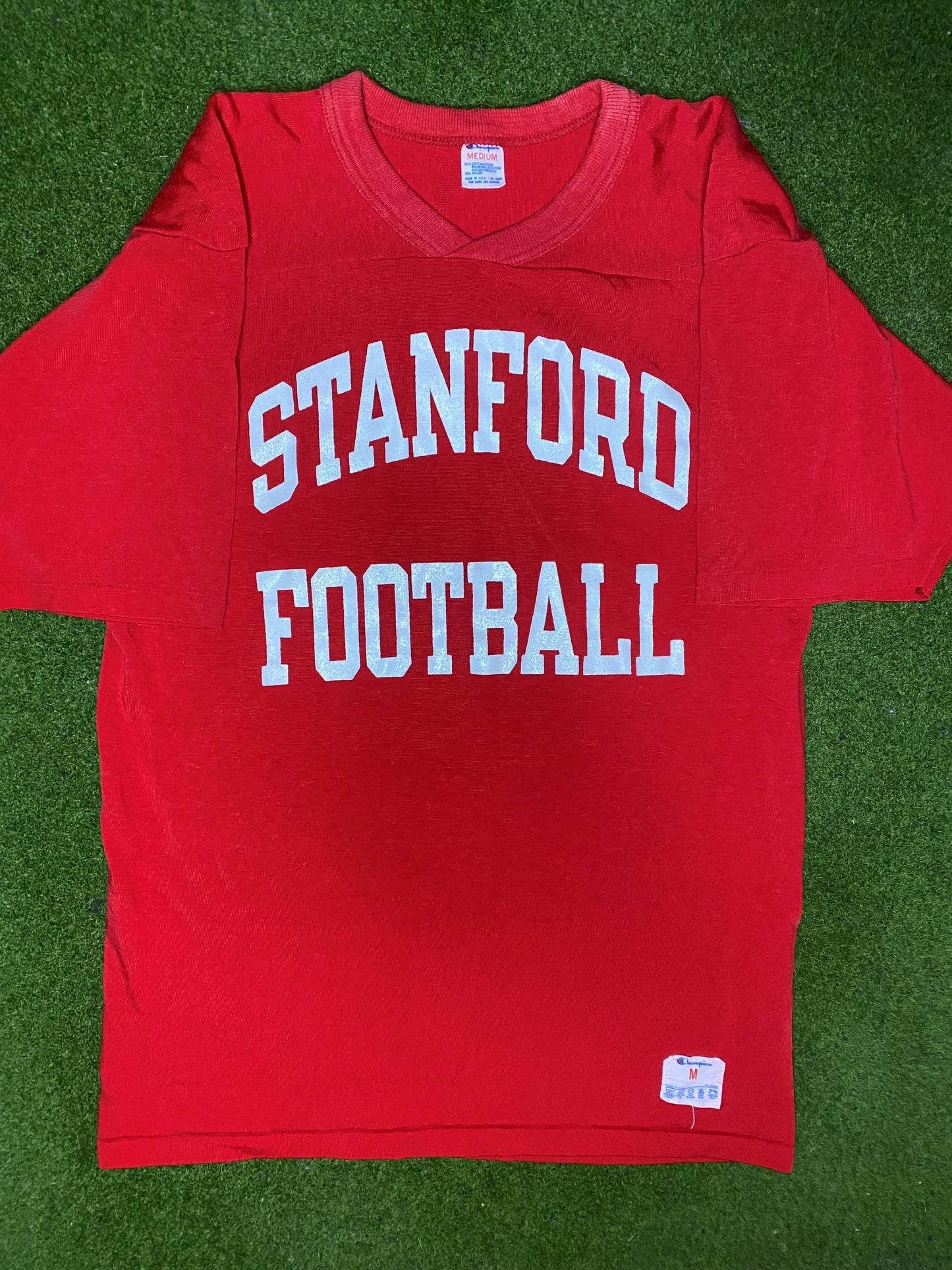70s Stanford Cardinals - Vintage College Football T-Shirt (Medium) - Gametime Vintage
