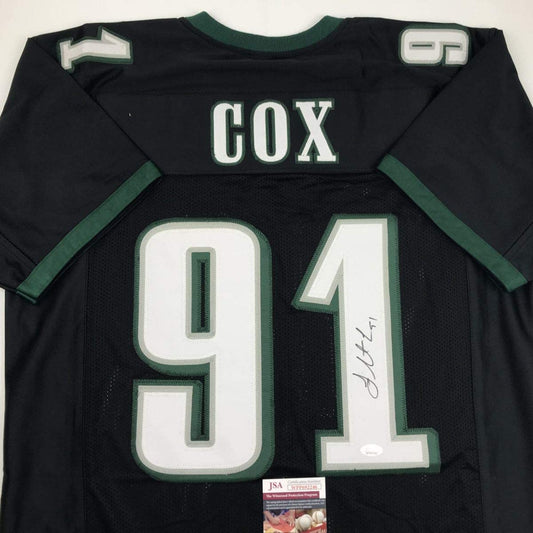 Autographed/Signed Fletcher Cox Philadelphia Black Football Jersey JSA COA