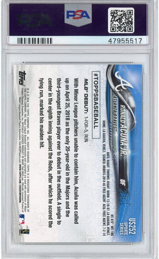 Graded 2018 Topps Update Ronald Acuna Jr. #US252 Rookie RC Baseball Card PSA 10 Gem Mint