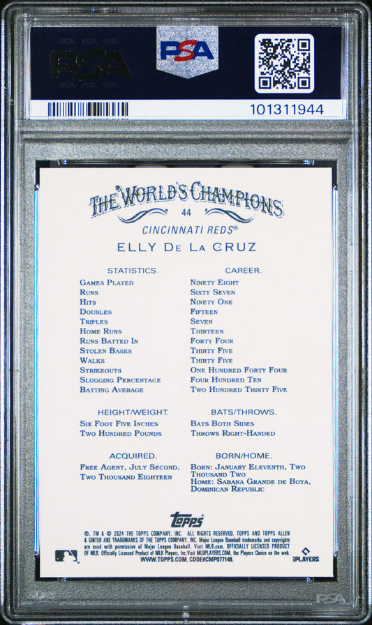 Graded 2024 Topps Allen & Ginter Elly De La Cruz #44 Rookie RC Baseball Card PSA 10 Gem Mint