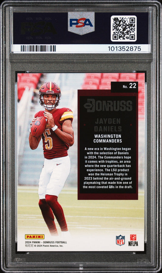 Graded 2024 Panini Donruss Jayden Daniels #22 Retro 1994 Rookie RC Football Card PSA 10 Gem Mint