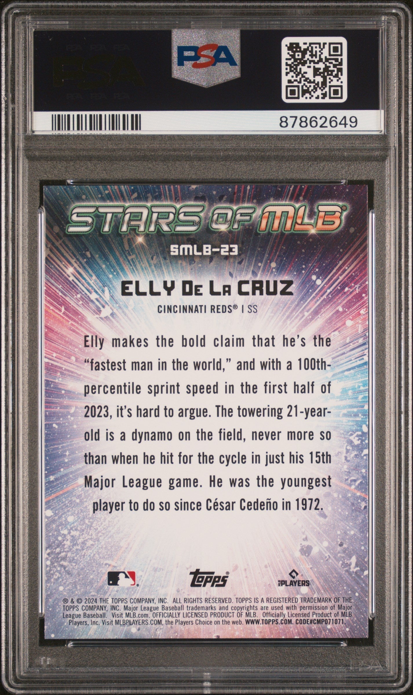 Graded 2024 Topps Elly De La Cruz #SMLB23 Stars of MLB Rookie RC Baseball Card PSA 10 Gem Mint