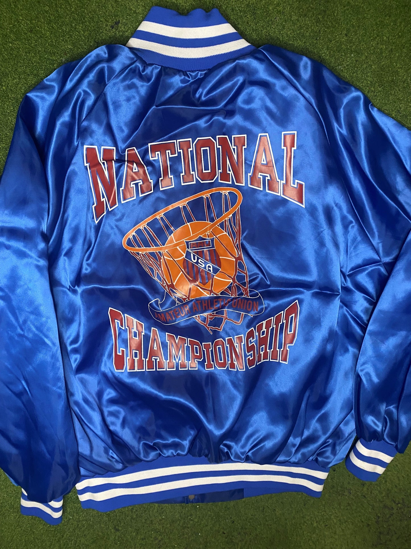 80s AAU - National Champions - Vintage Basketball Bomber Jacket (XL) - Gametime Vintage