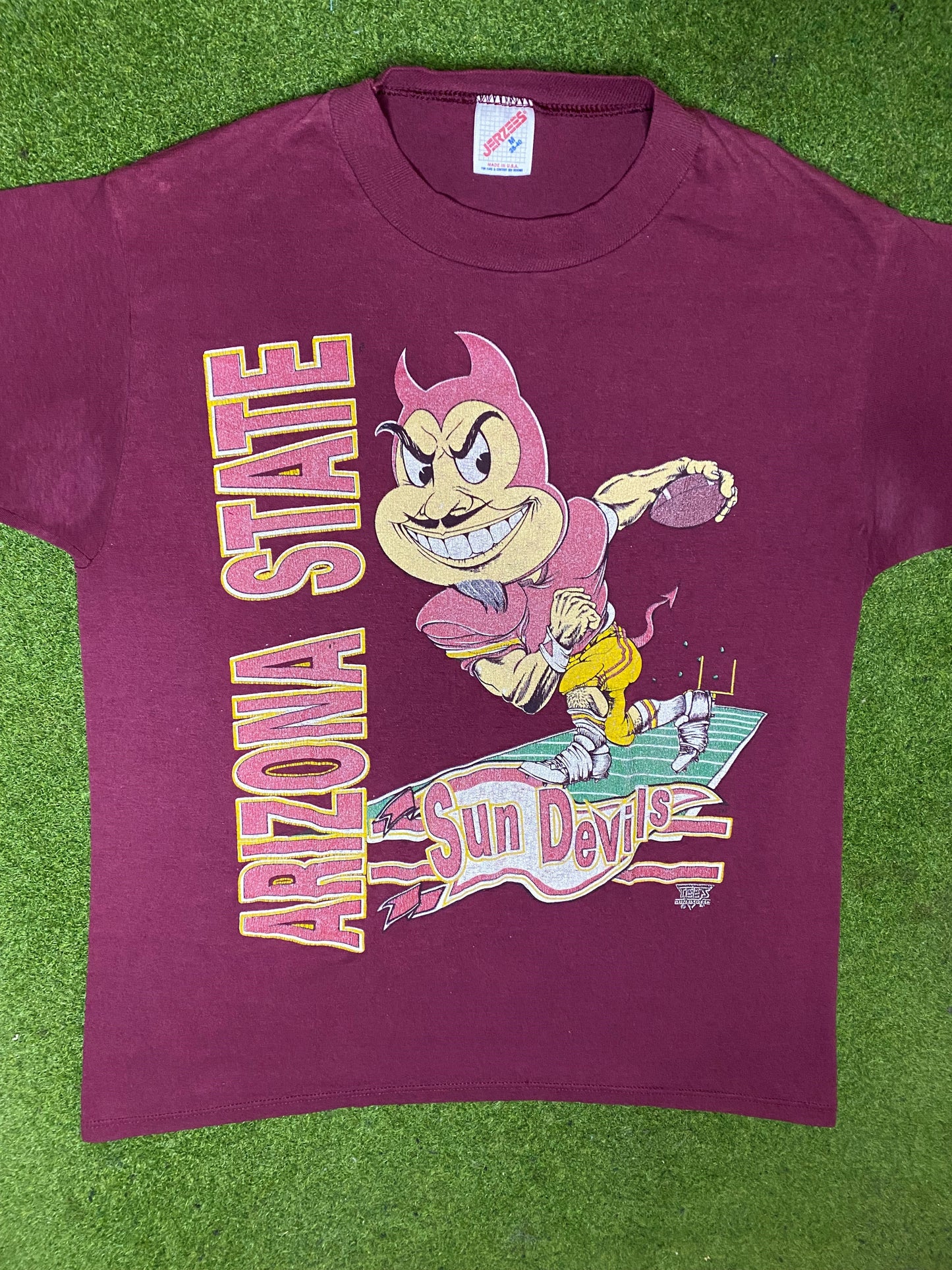 80s Arizona State Sun Devils - Vintage College Football T-Shirt (Medium) - Gametime Vintage