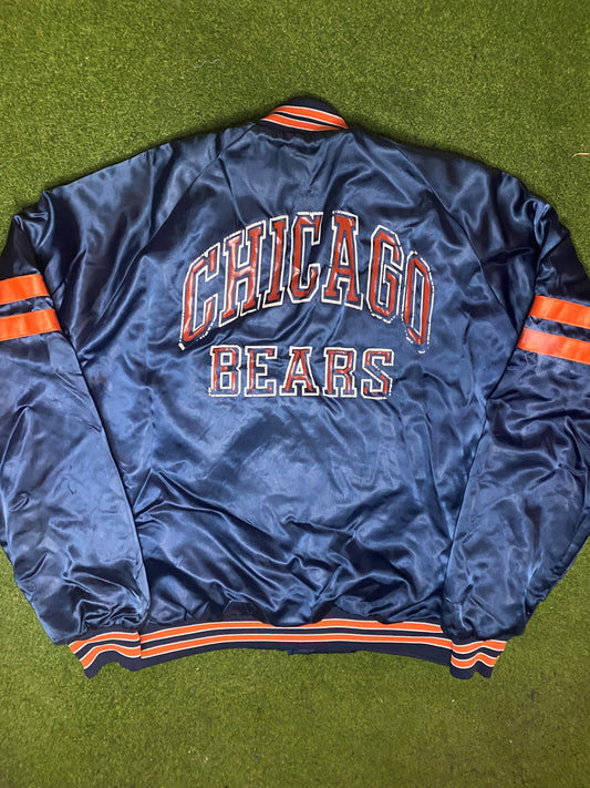 80s Chicago Bears - Vintage NFL Button Up Jacket (Large) - Gametime Vintage