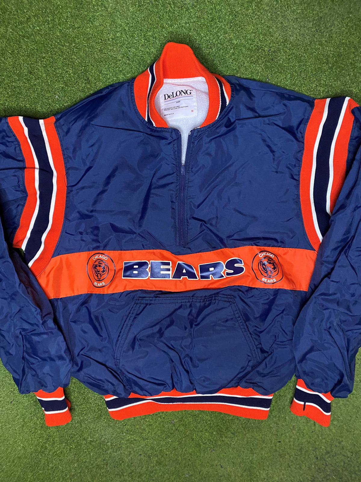 80s Chicago Bears - Vintage NFL 3/4 Zip Pullover (Medium) - Gametime Vintage