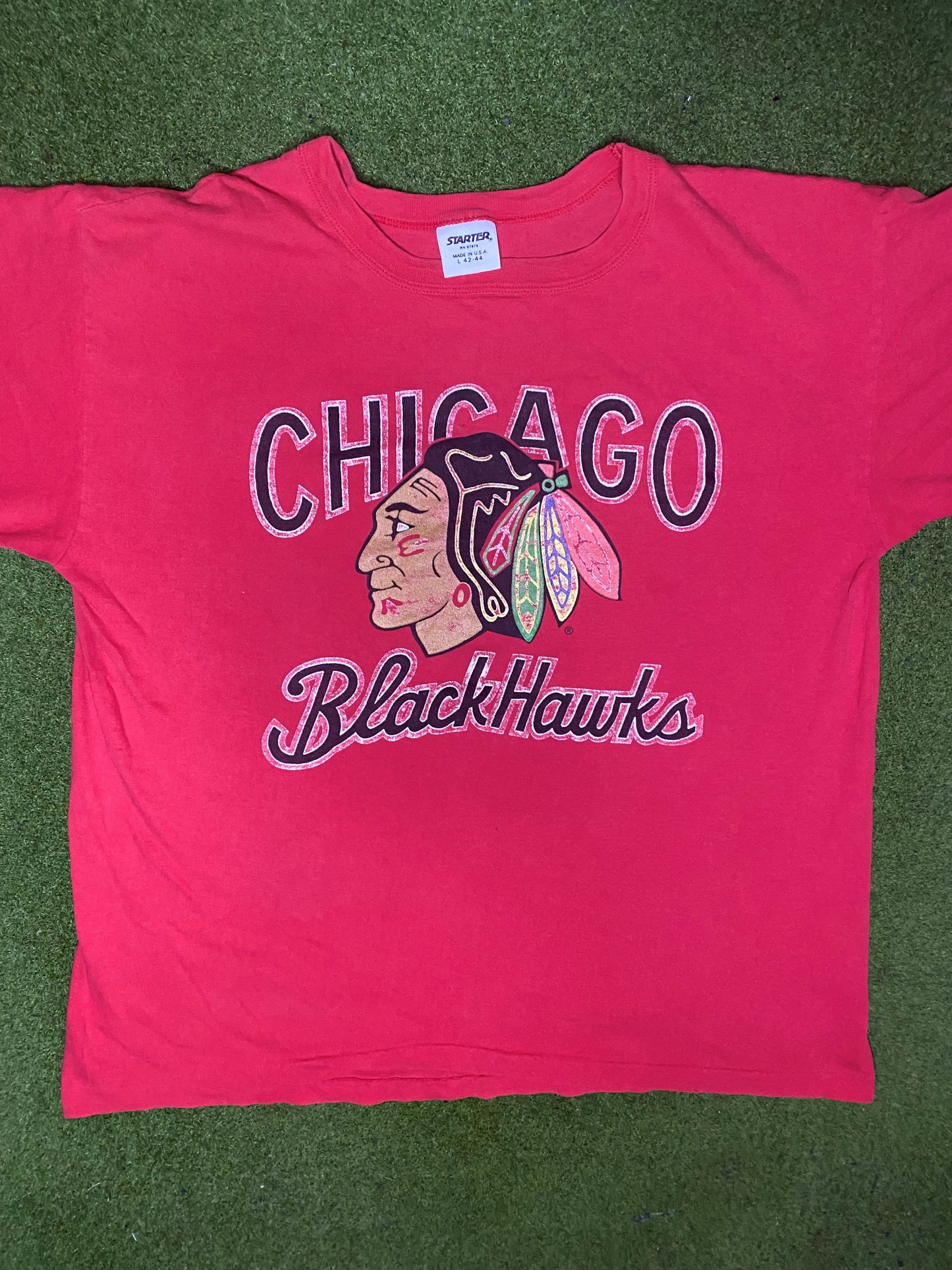 80s Chicago Blackhawks - Vintage NHL T-Shirt (Large) - Gametime Vintage
